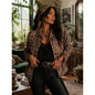 Vocal Leopard-Print Button-Up Jacket in Brown