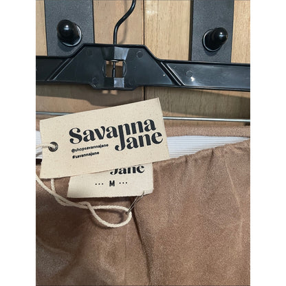 Savanna Jane Tan Suede-Look Wide Leg Pants