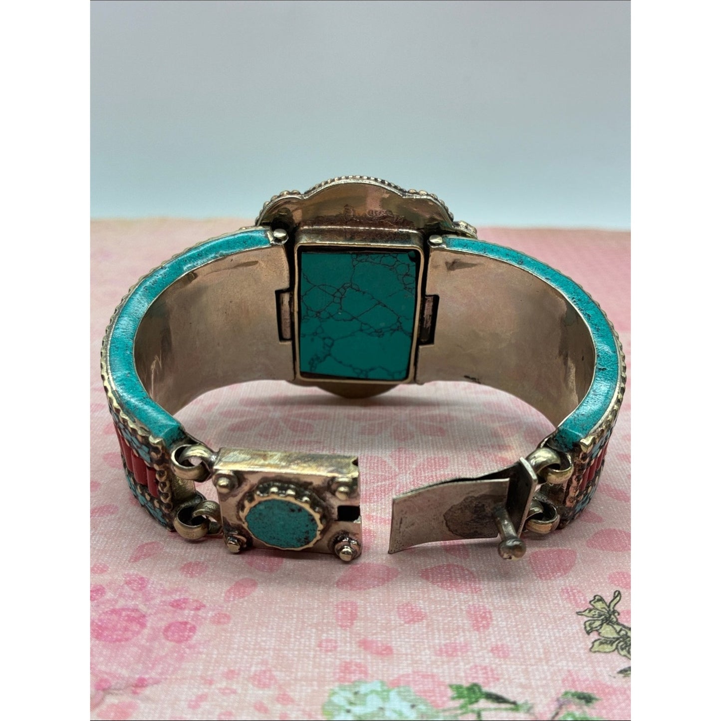 Turquoise & Lapis Statement Cuff Bracelet - Women Jewelry