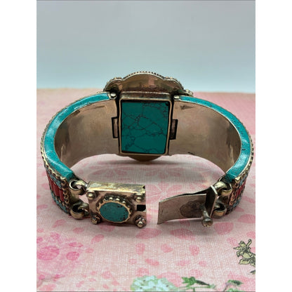 Turquoise & Lapis Statement Cuff Bracelet - Women Jewelry