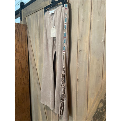 Savanna Jane Tan Suede-Look Wide Leg Pants