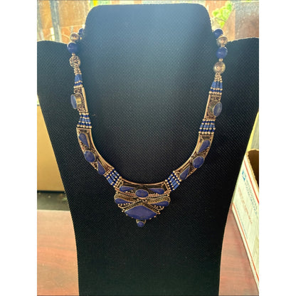 Blue Statement Stone Necklace - Women's Fashion Jewelry