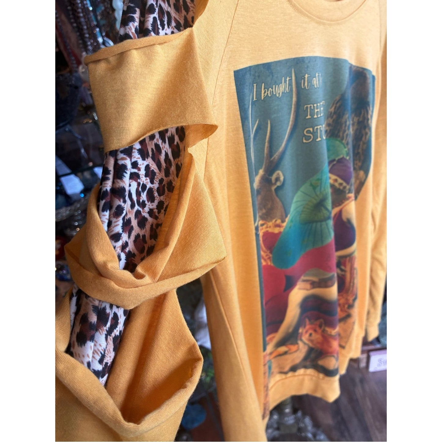 Women’s Mustard Graphic Long Sleeve Tee "I bought it at the thrift store"