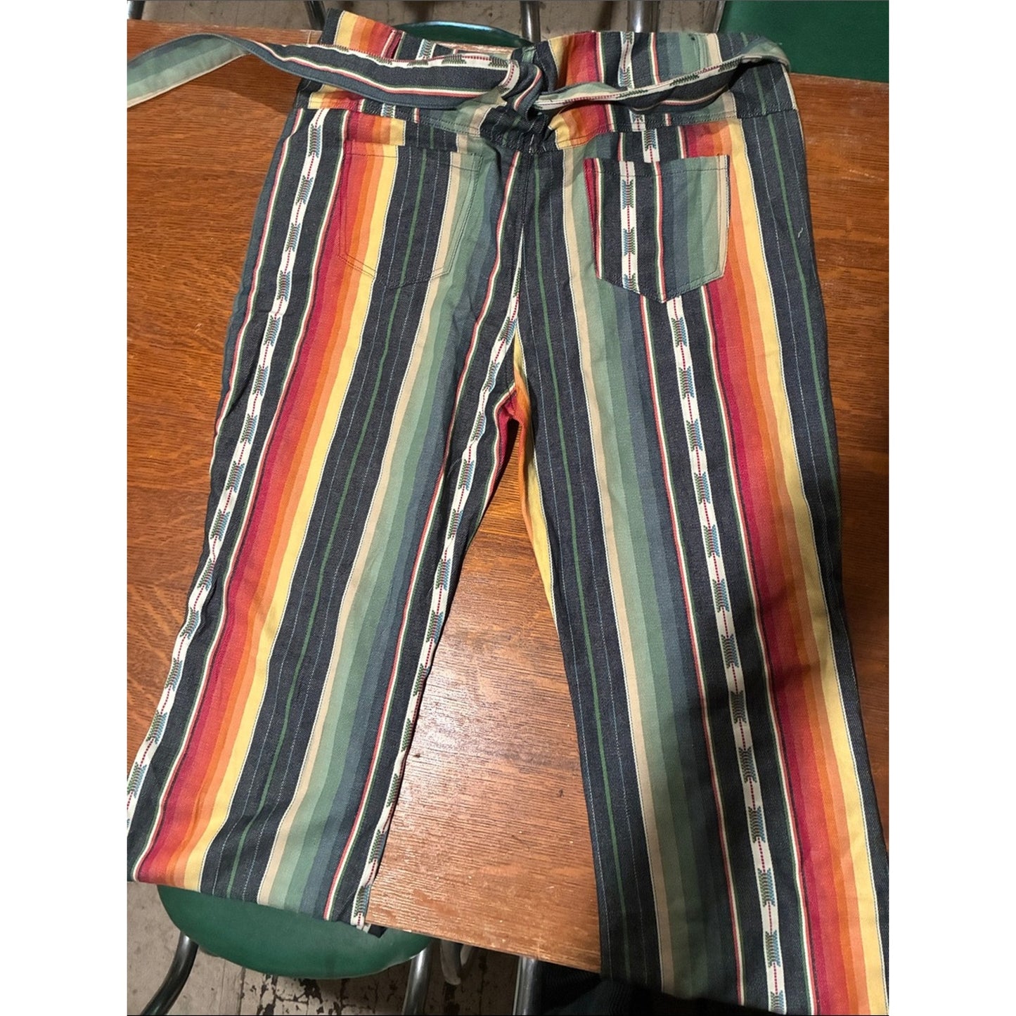 Boho western stripe bell bottom pant
