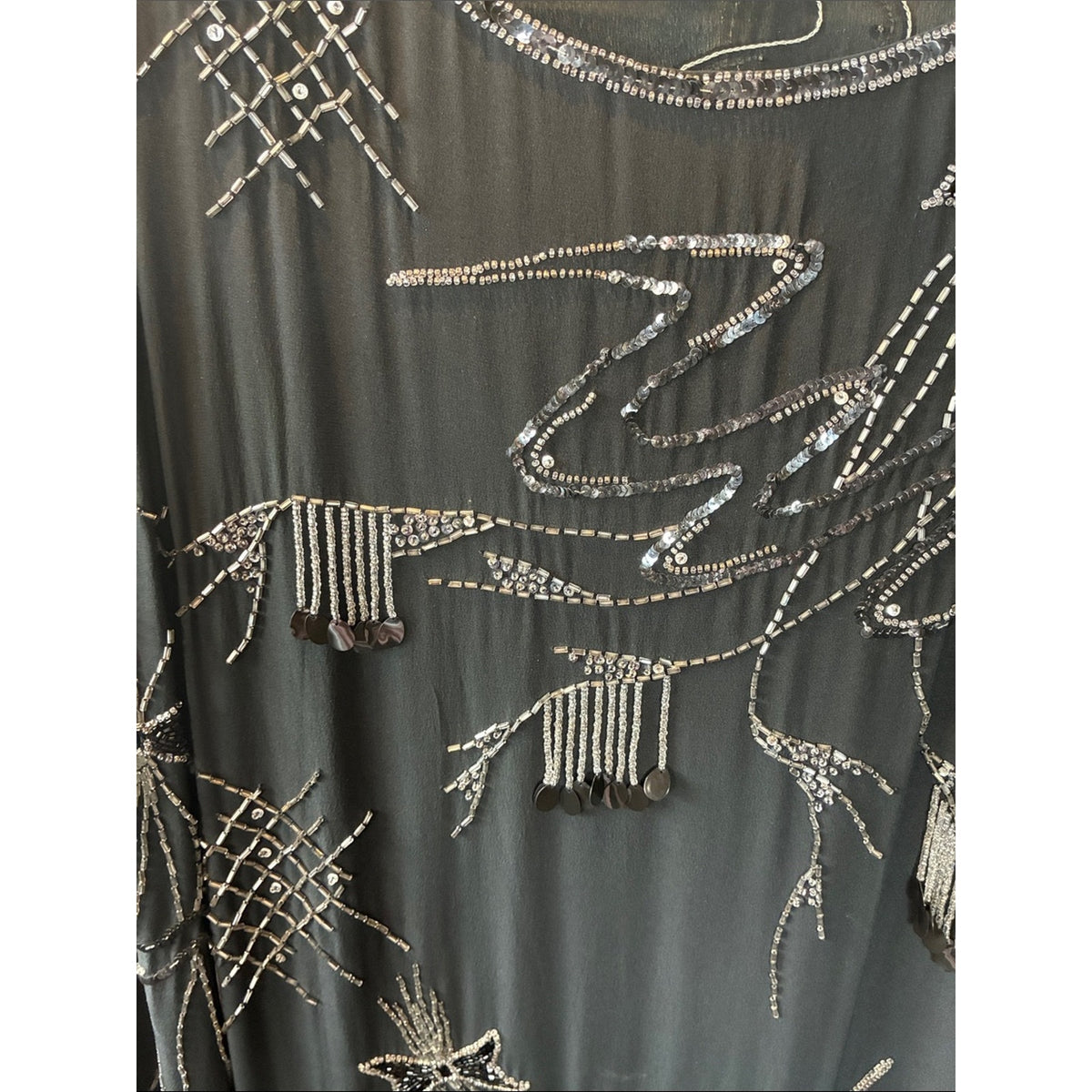 Argent Embellished Black Beaded Evening Dress
