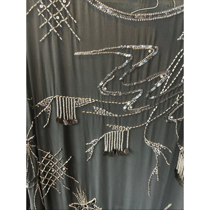 Argent Embellished Black Beaded Evening Dress
