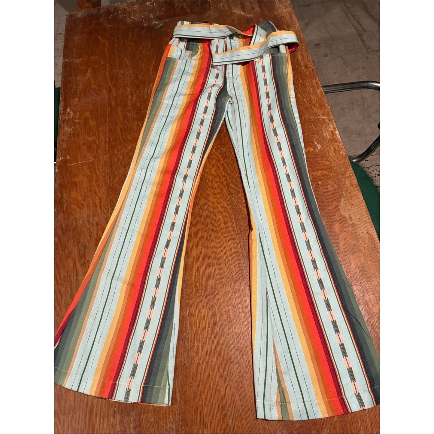 Boho Western Serape Stripe Bell Bottom Pants