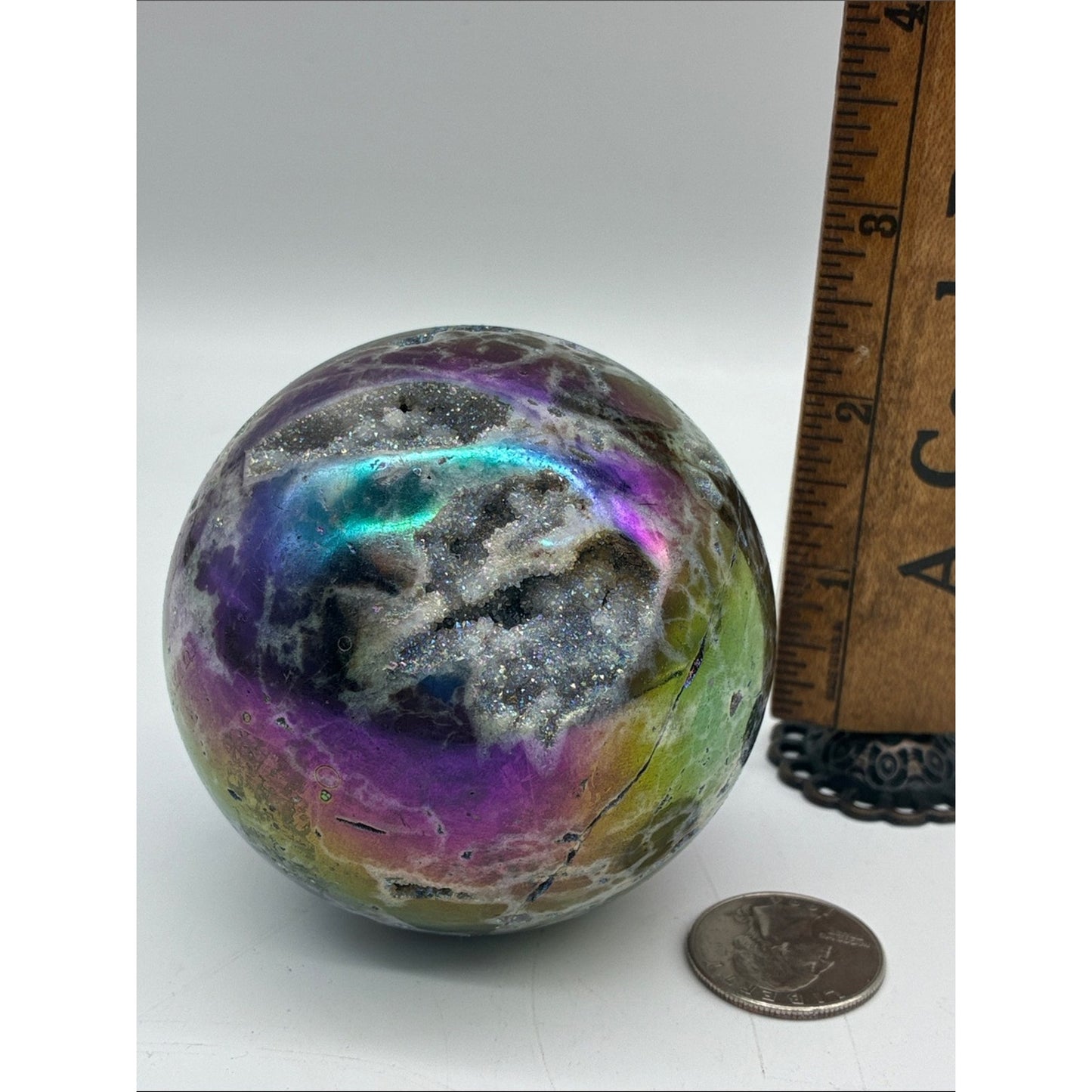 Multicolor Druzy Geode Sphere - Sparkling Pastel Tones Rock