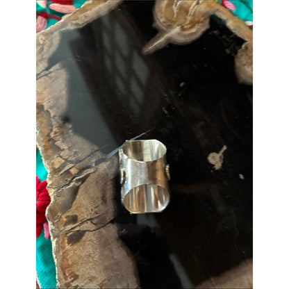 Sterling Silver Inlay Ring with Red Accents