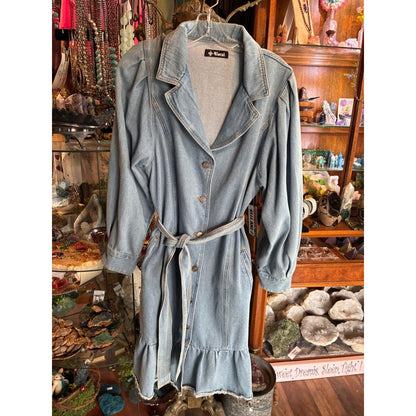 Vocal Light Blue Denim Top with Black Logo Tag