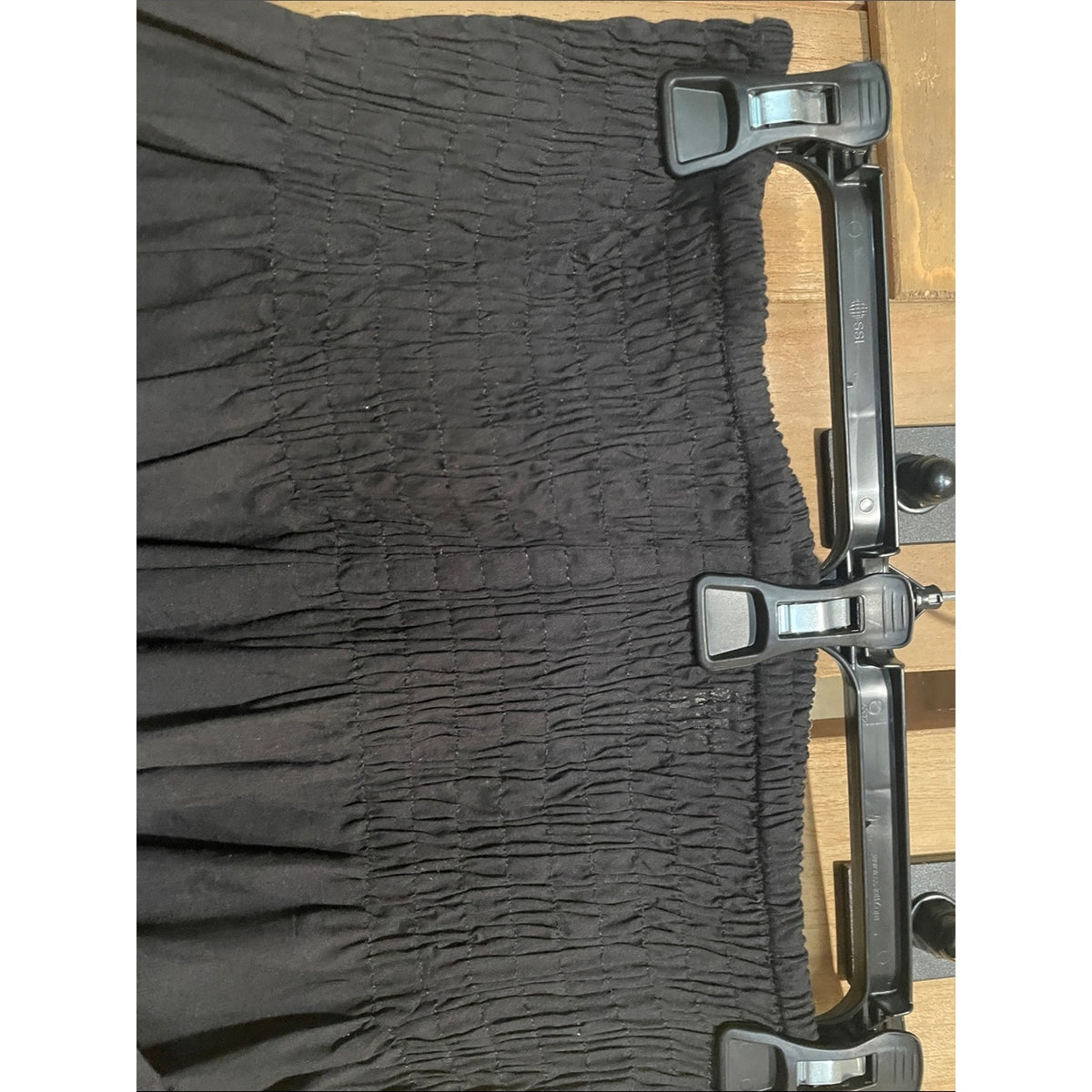 Black Smocked Wide-Leg capris with Ruffle Hem