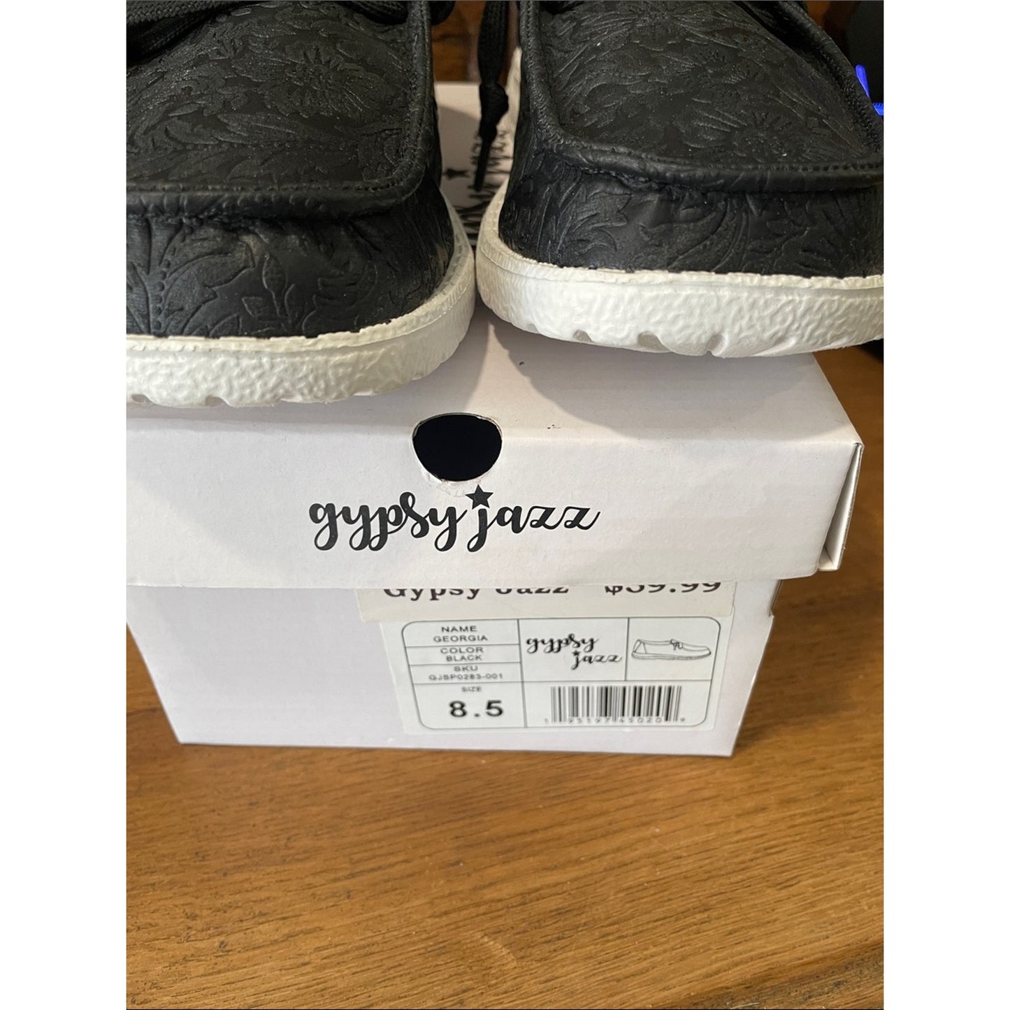 Gypsy Jazz Black Embossed Slip-On Loafers Shoe