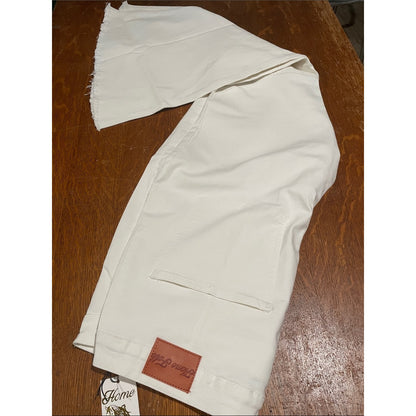 Folk White Flare Wide-Leg Jeans with Raw Hem plus size