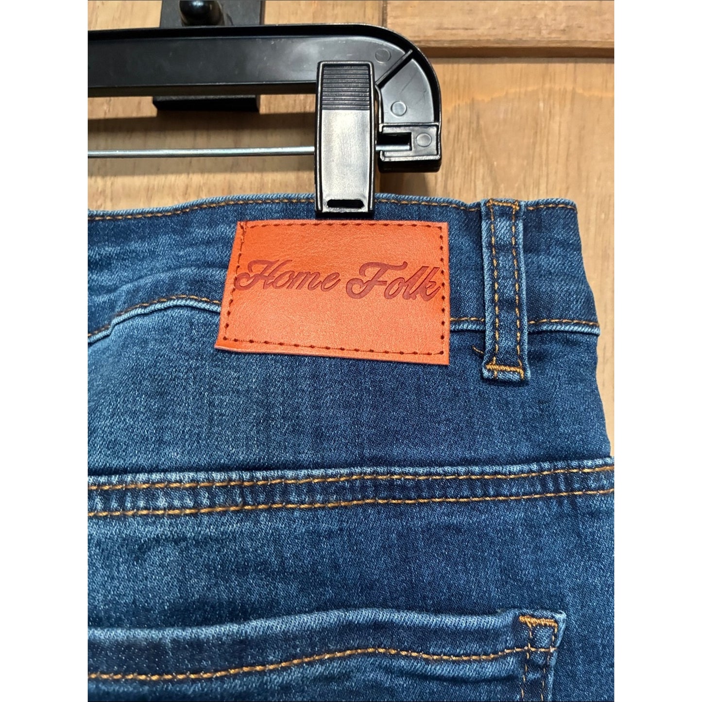 plus size Women's Dark Blue Distressed Bell Bottom Jeans