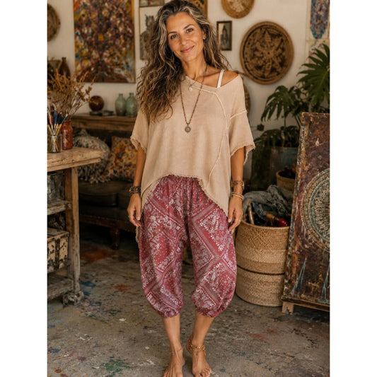 Stretchy boho Harlem capri pant