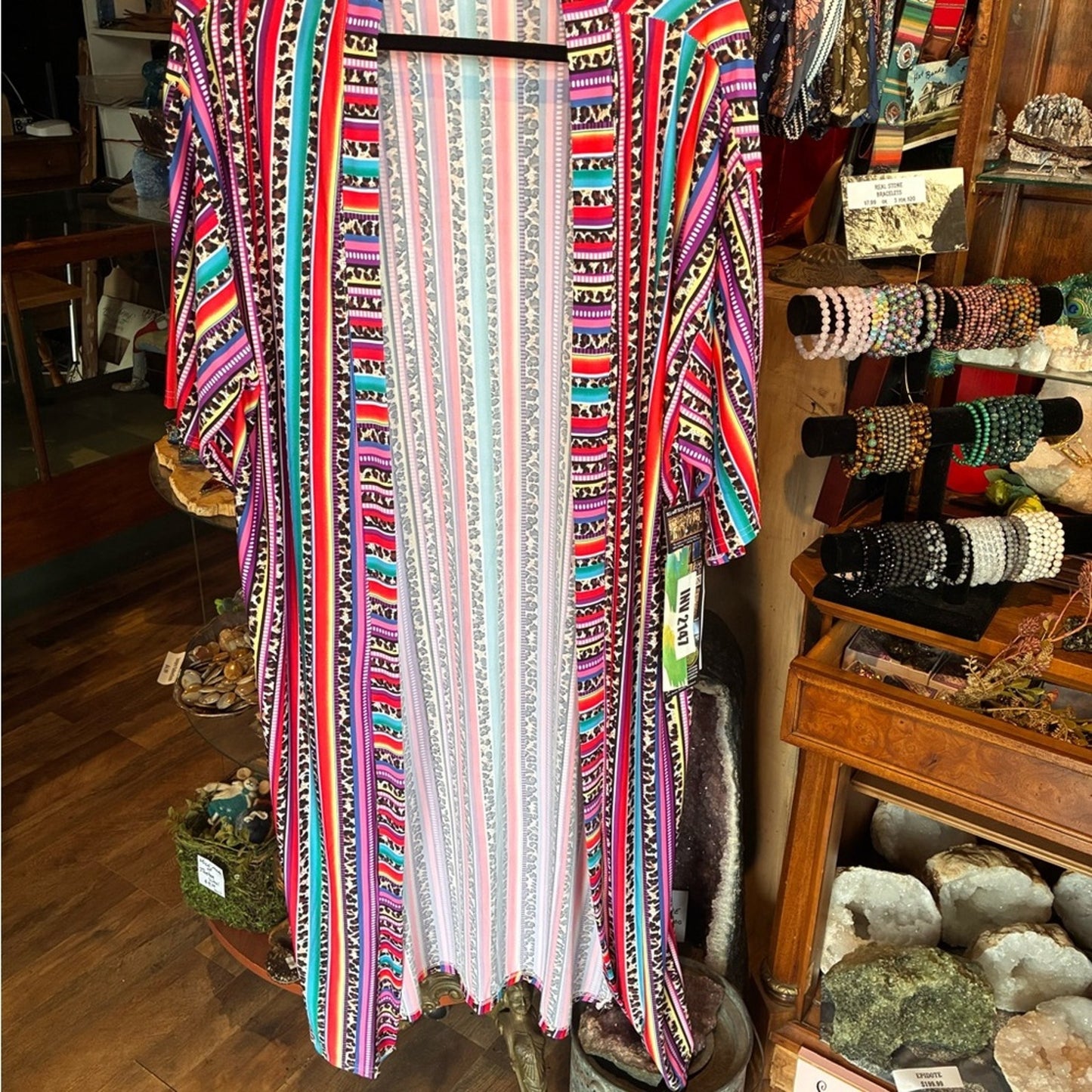 Vibrant Multicolor Striped Duster Kimono