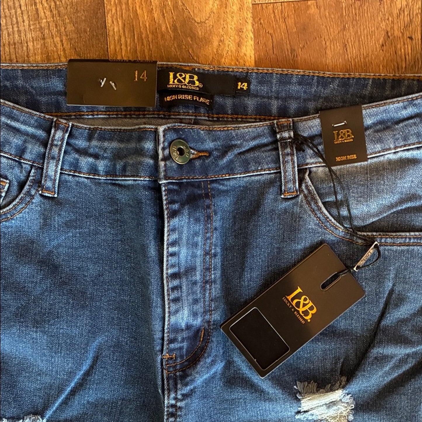 🔥 L&B Flare Jeans – Distressed High-Rise Denim with Extreme Frayed Bell Bottoms