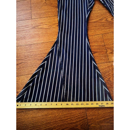 Lucky & Blessed Navy and White Striped Flare Pants