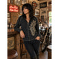 Vocal Black Washed Rhinestone & Stud Zip Hoodie