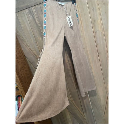 Savanna Jane Tan Suede-Look Wide Leg Pants