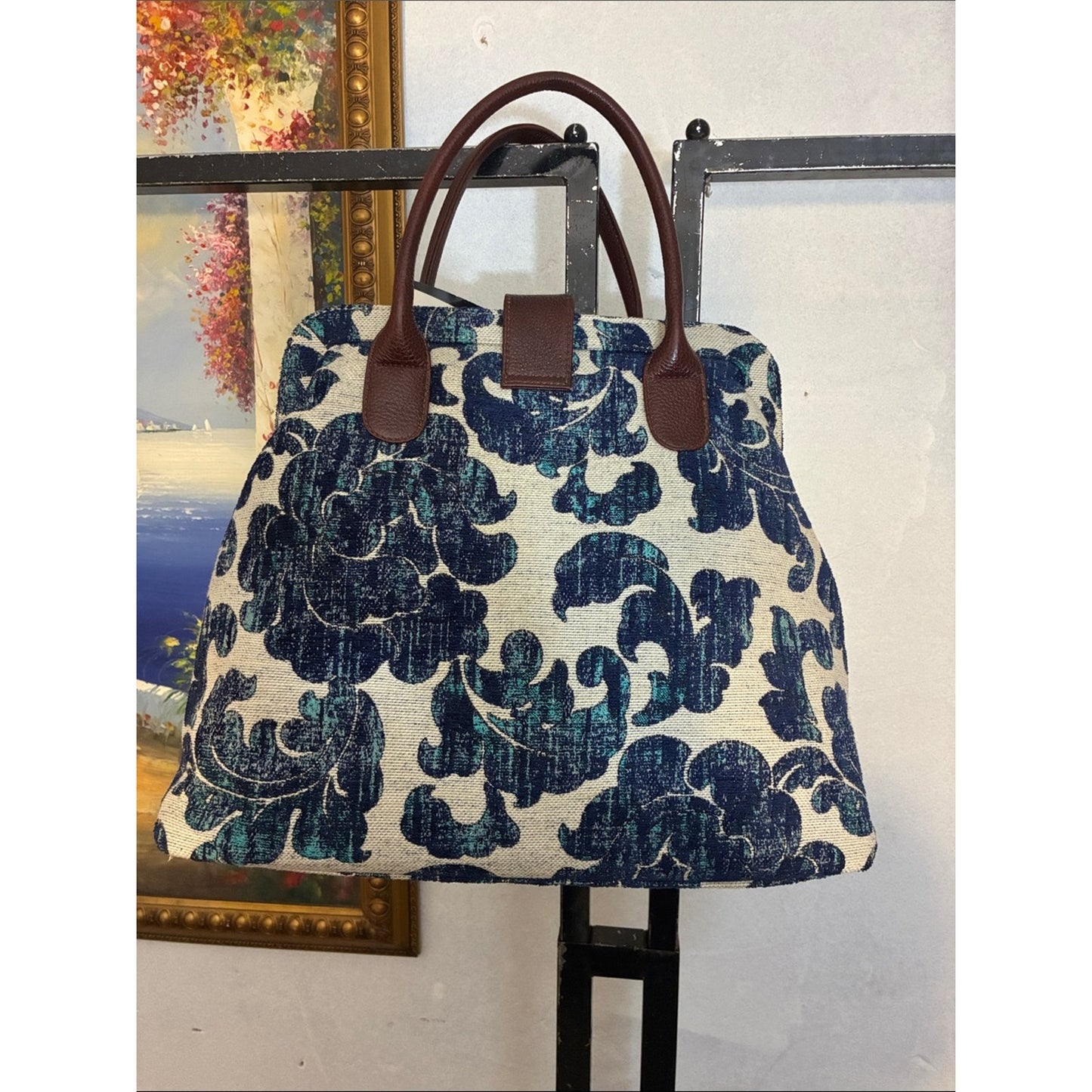 Blue Floral Canvas Tote American Concealed Carry