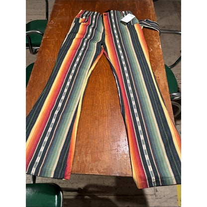 Boho western stripe bell bottom pant