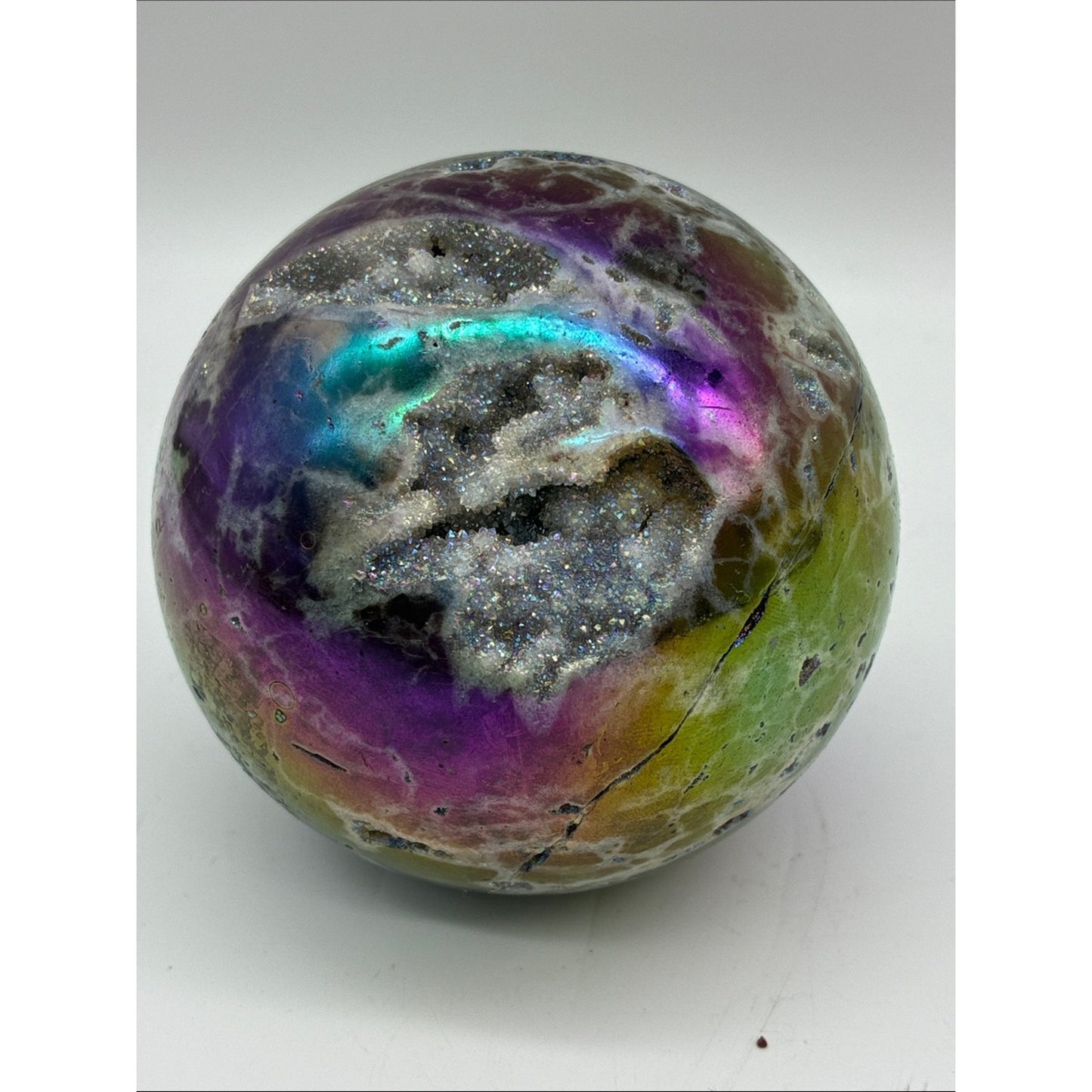Multicolor Druzy Geode Sphere - Sparkling Pastel Tones Rock