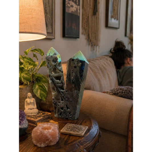 Large Rock Crystal Point Pair Home Art