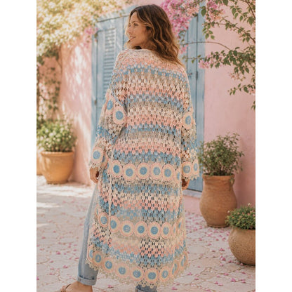 Pastel Crochet Duster Cardigan