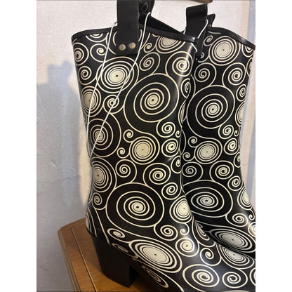 Black and White Swirl Rain Boots for Women
