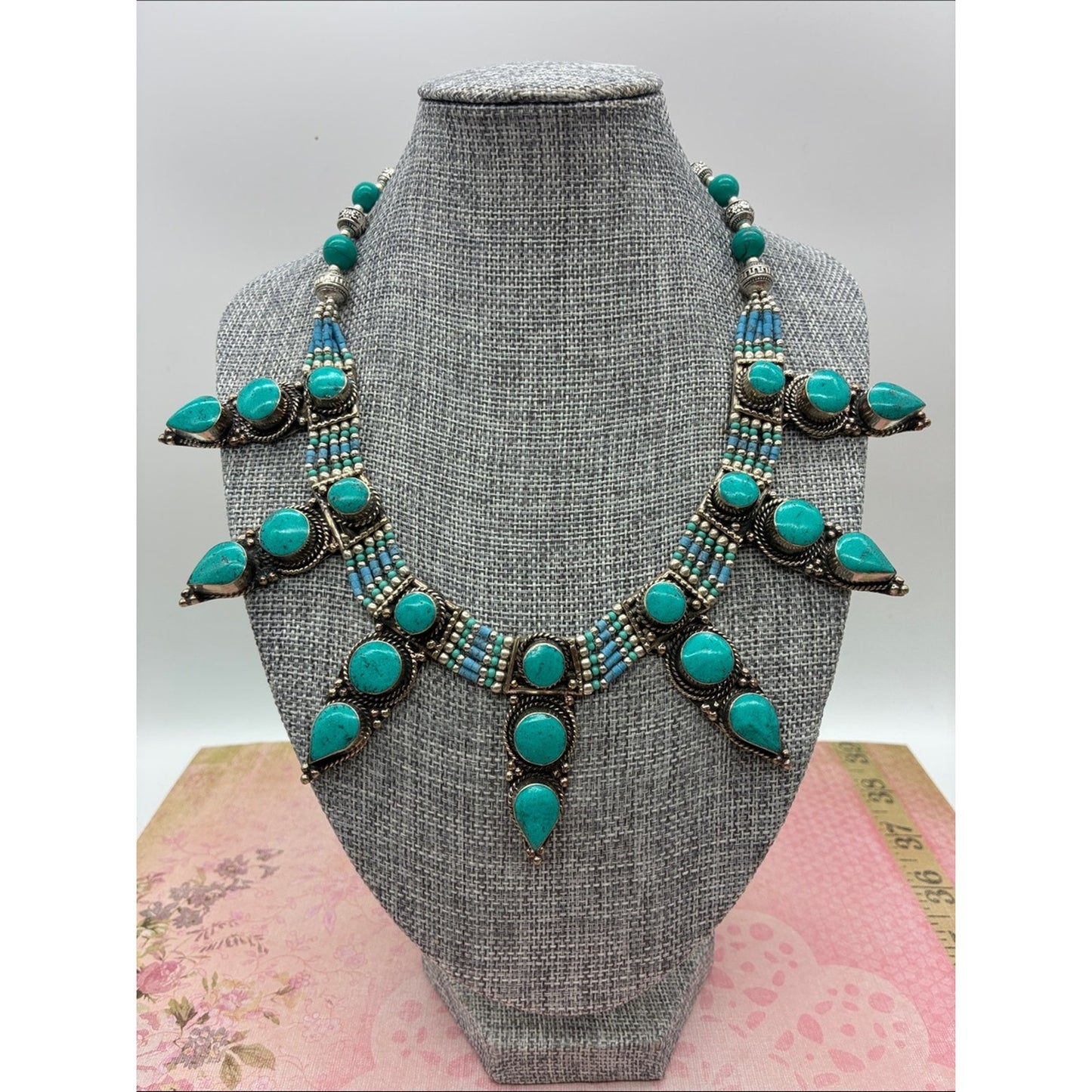 Turquoise Statement Bib Necklace - Women Jewelry