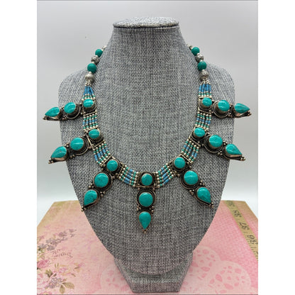 Turquoise Statement Bib Necklace - Women Jewelry