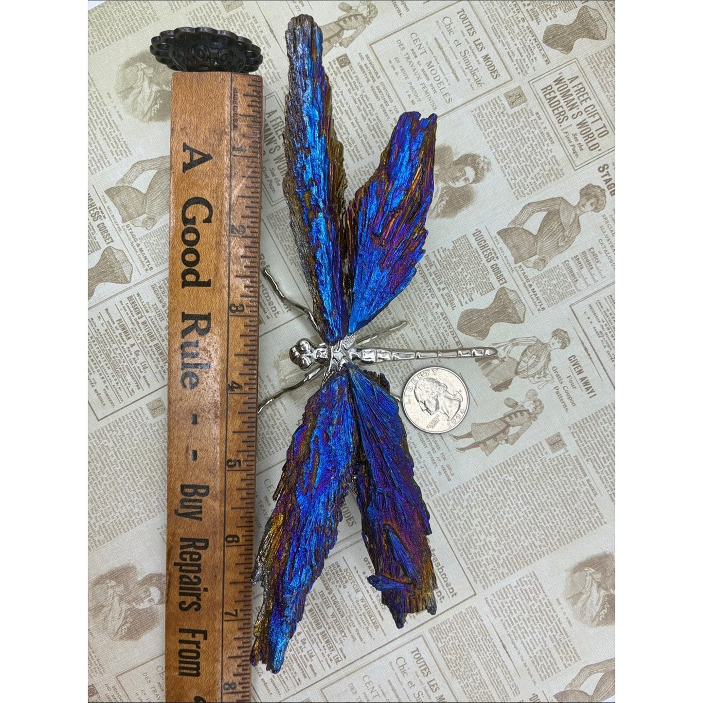 Iridescent Blue Purple Gold Titanium Crystal Display Rock