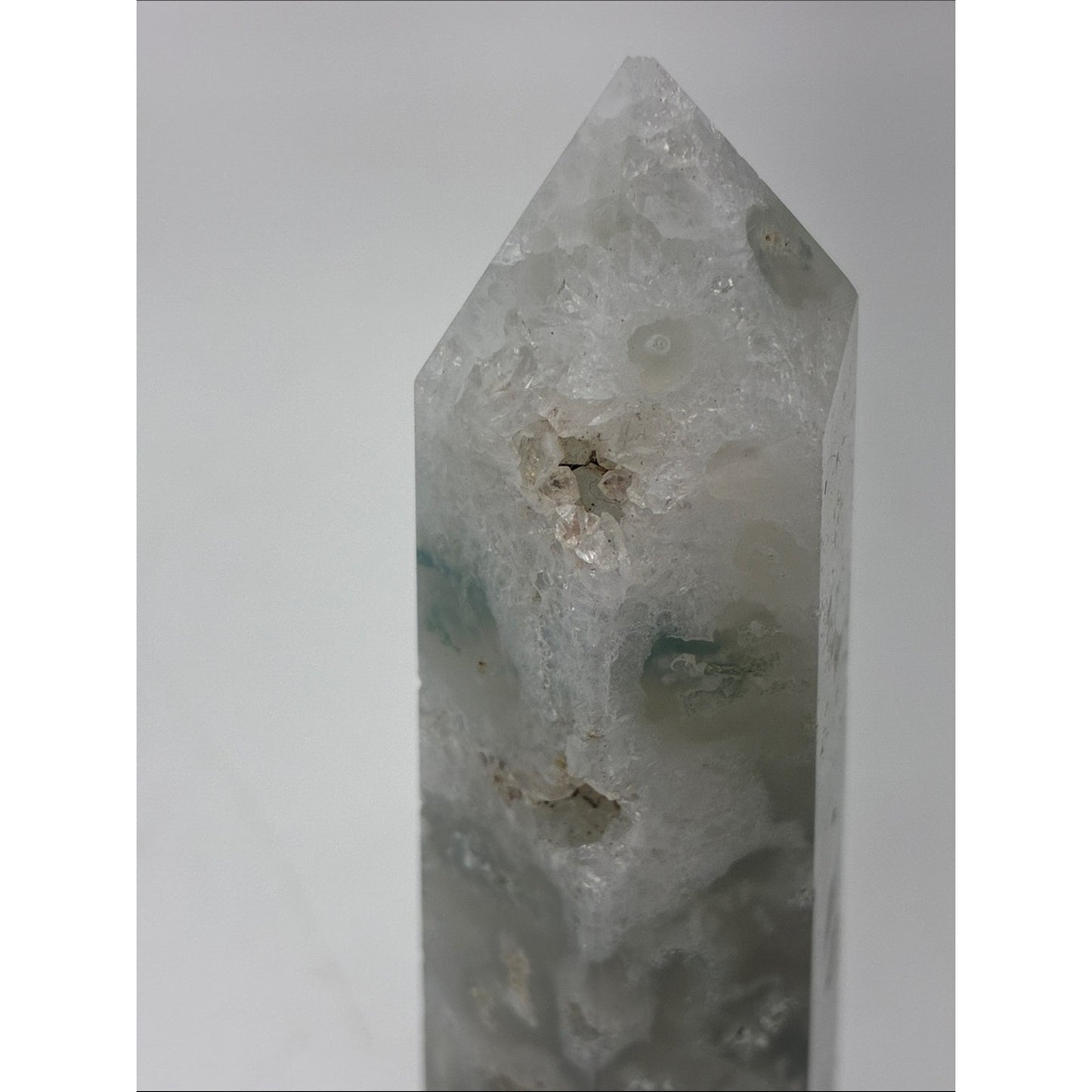 Ocean Jasper Point Tower - Green and White Crystal Rock