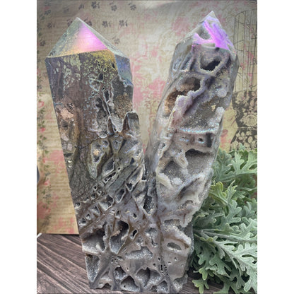 Large Rock Crystal Point Pair Home Art