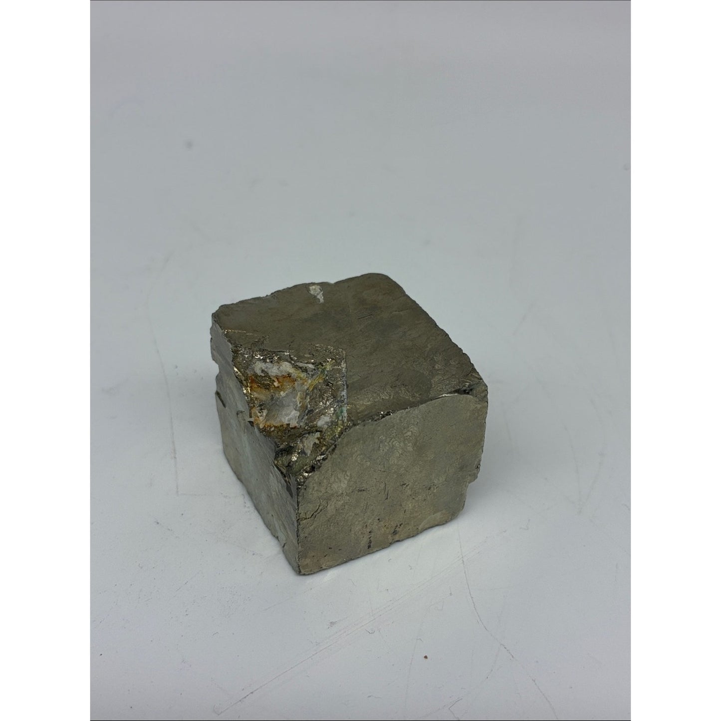 Natural Pyrite Decorative Cube - Metallic Gray and Gold Accent ROCK