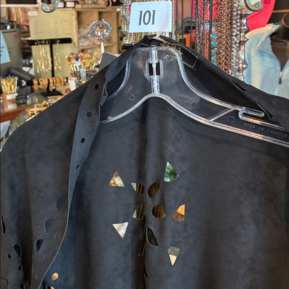 Elegant Black Women's Cape with Laser Cut Design