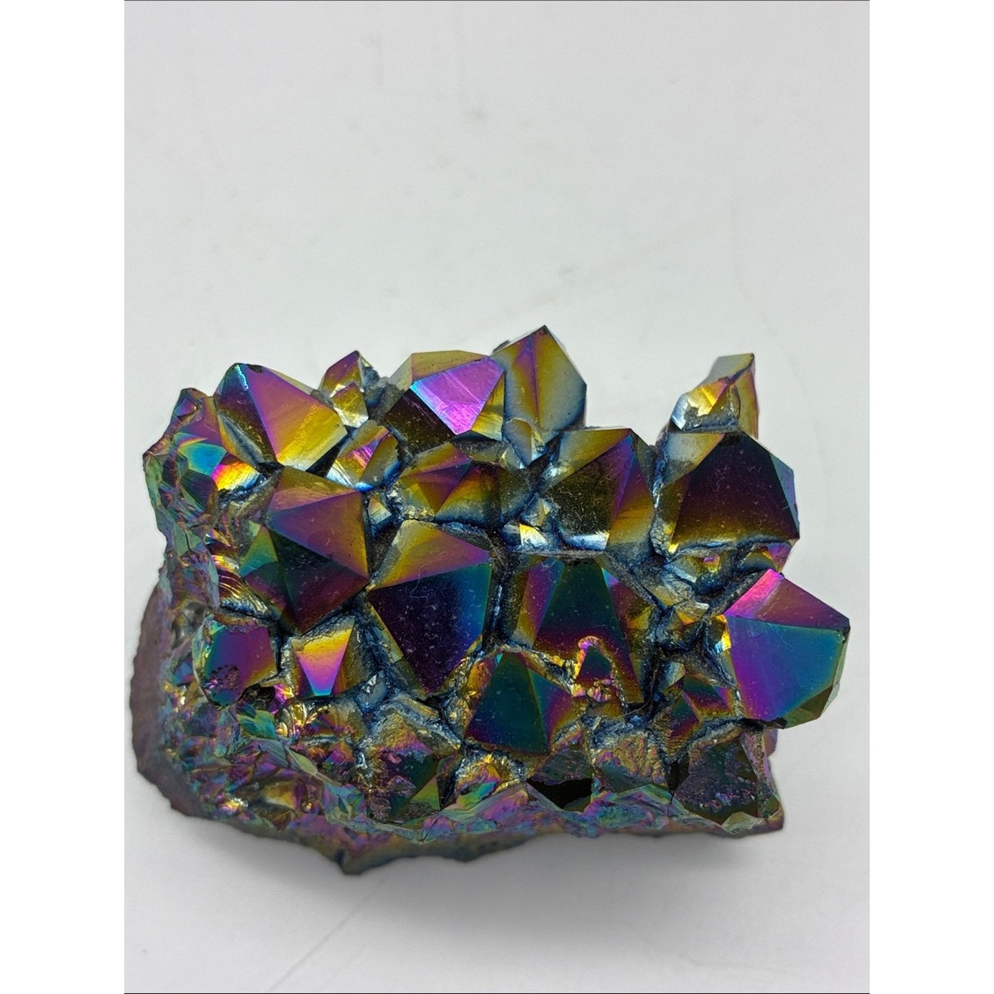 Iridescent Titanium Aura Quartz Crystal Cluster - Blue, Gold, Purple Rock