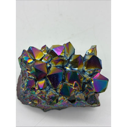 Iridescent Titanium Aura Quartz Crystal Cluster - Blue, Gold, Purple Rock