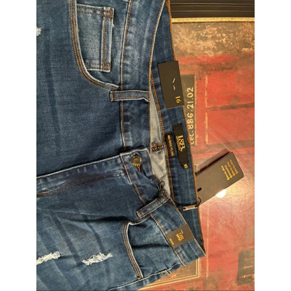 Lucky & Blessed Dark Blue Denim Flare Maxi Jeans plus size
