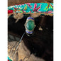 Green Stone Silver-Tone Statement Ring - Green