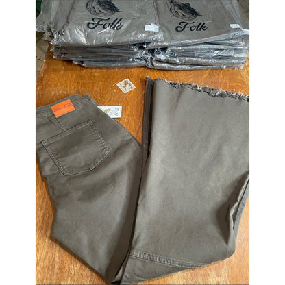 Bulk sale 20 pairs plus size Folk Olive Brown Wide-Leg Jeans with Frayed Hem