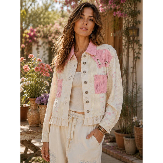 Boho Patchwork Crochet Jacket – Romantic Cottagecore Spring Layering Piece