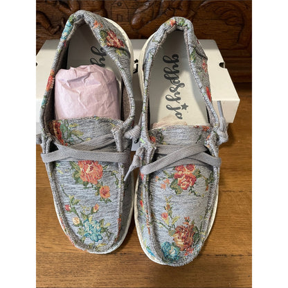 Gypsy Jazz Gray Floral Knit Slip-On Flats
