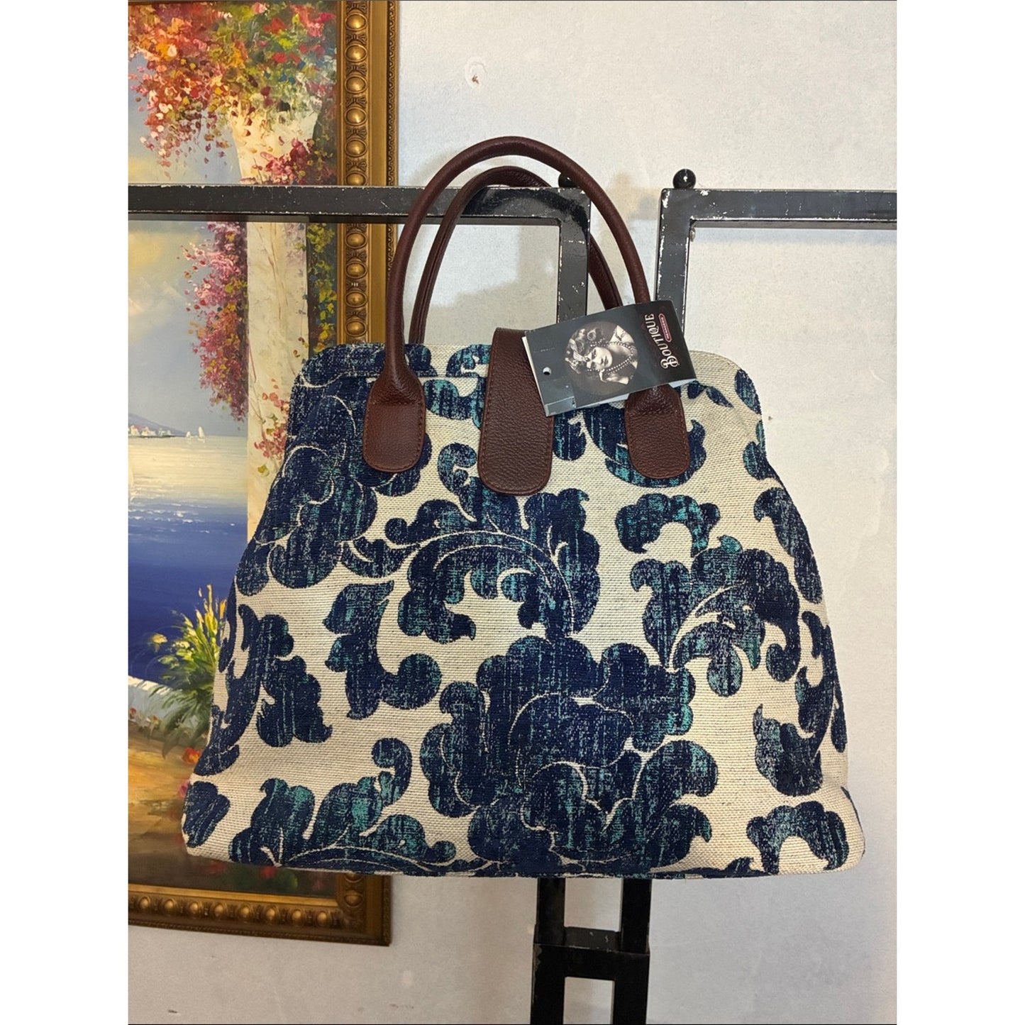 Blue Floral Canvas Tote American Concealed Carry