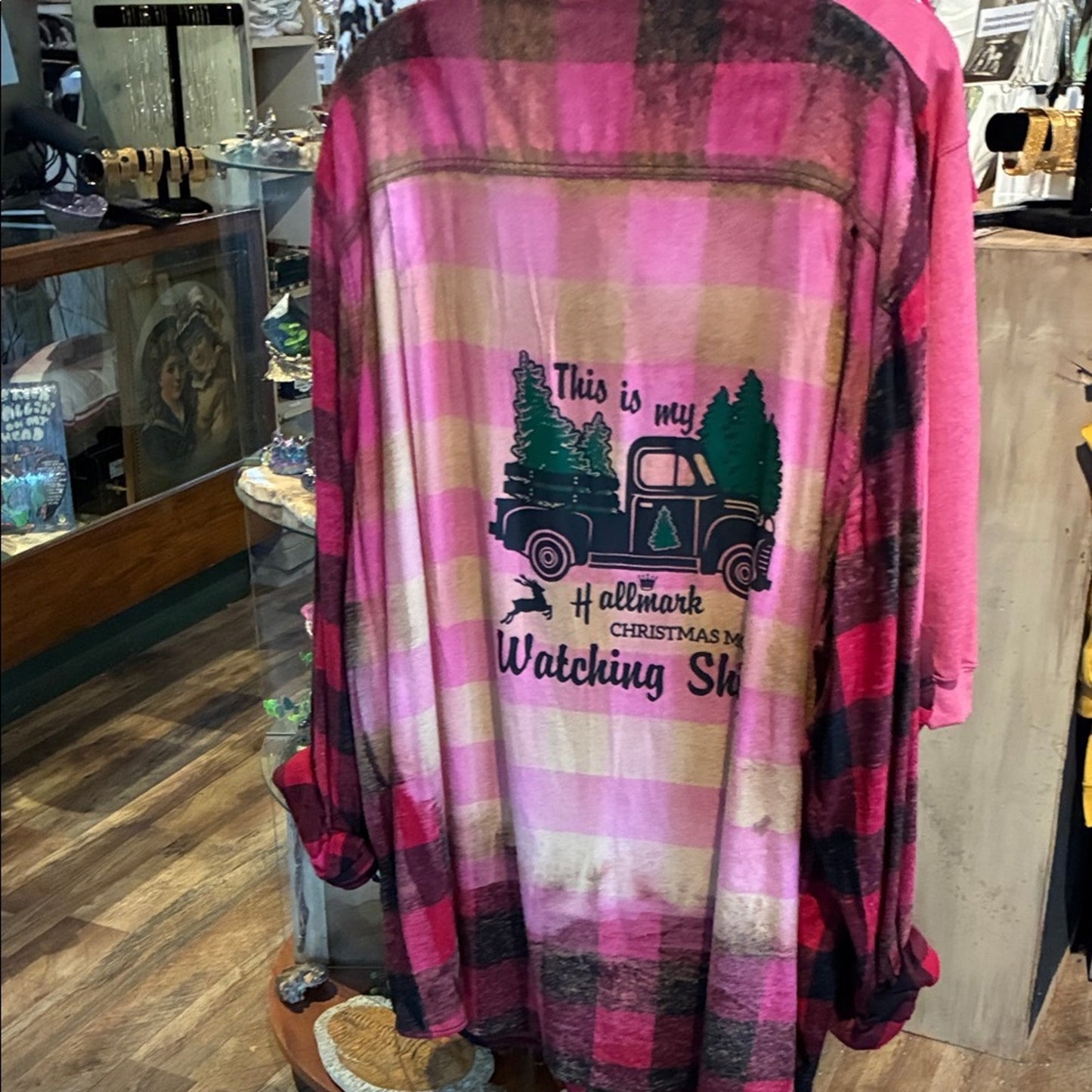 Plaid Pink and Black Graphic Shirt