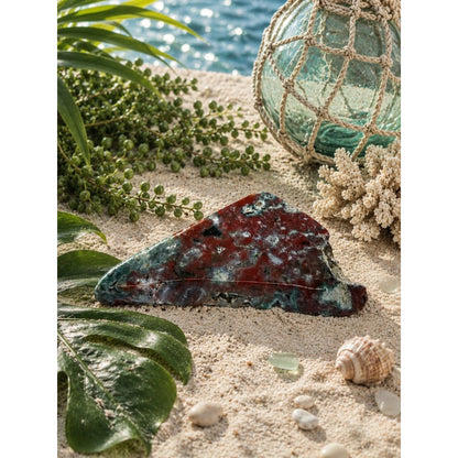 Polished Red and Green Ocean Jasper Slab ROCK