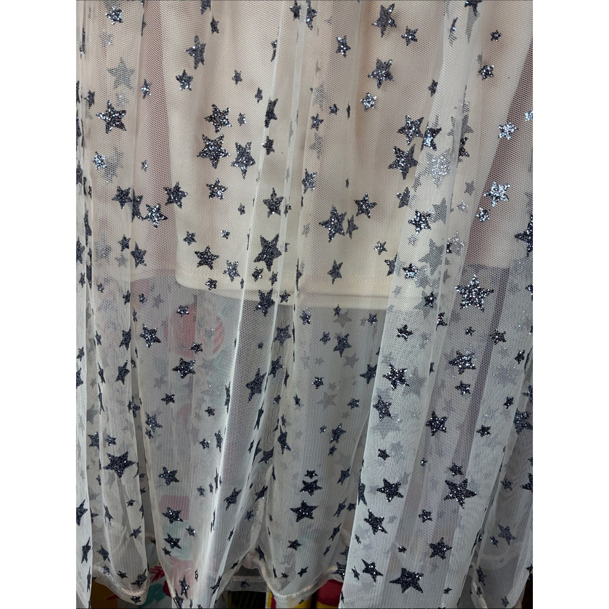 Xhilaration Sheer Star-Embellished Cream Tulle Skirt