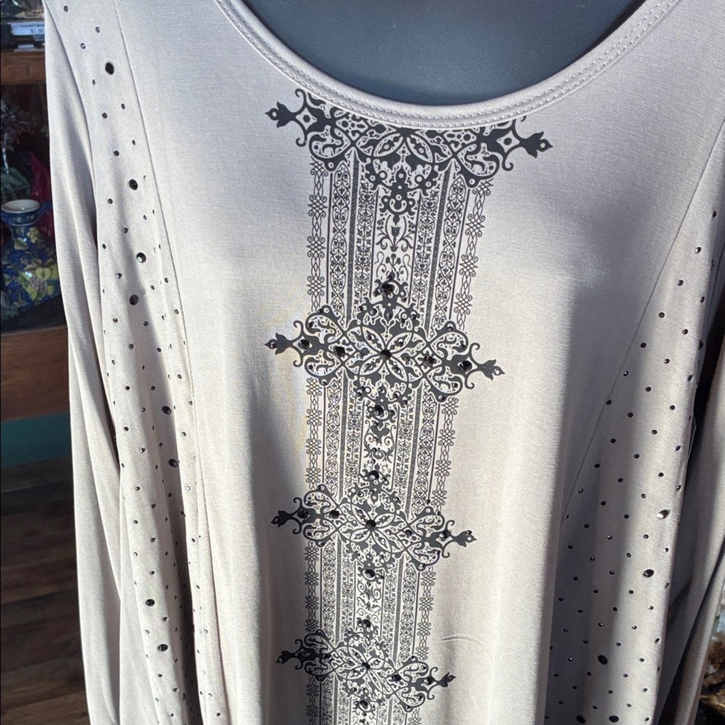 Elegant Beige and Black Women's Top