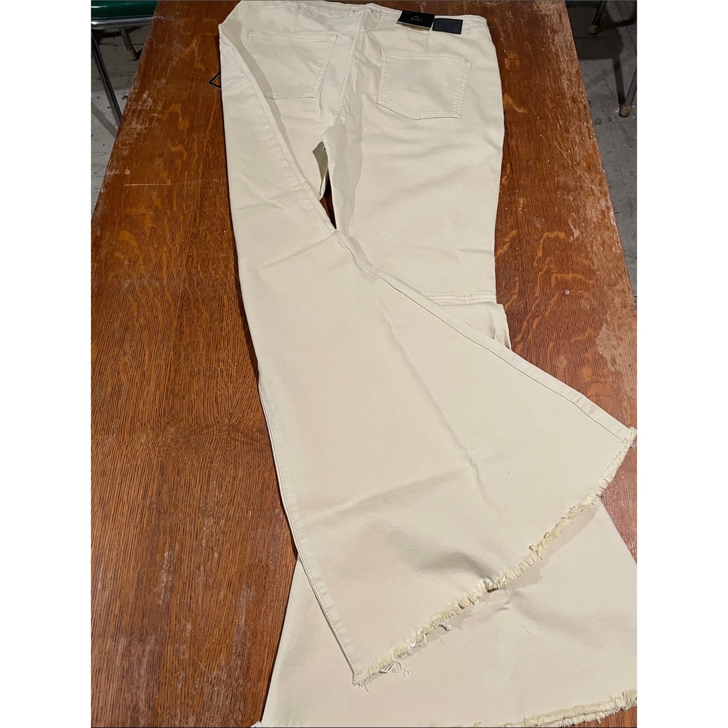 Lucky & Blessed Cream Wide Leg Flare Jeans